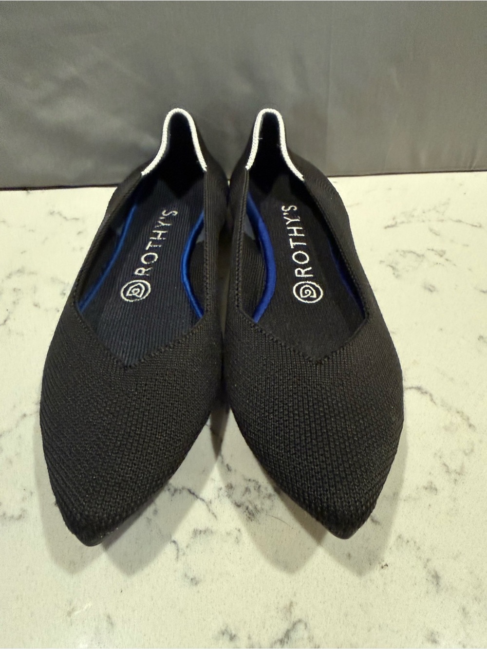 Rothy's Black Pointed Knit Slip-On Loafers